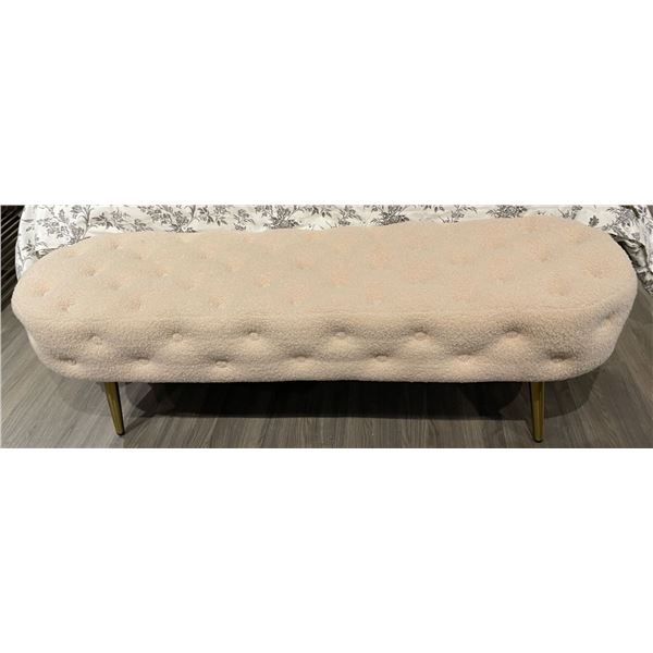 BNIB Cream Boucle Tufted Bench with Golden Legs