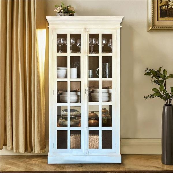 DAH - BNIB Tall Cabinet Displayer, Antique White - 40x17x80 in - Retails: $3375