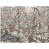 Image 2 : Decorative Fabric Panel with Bird and Foliage Pattern in Mauve and Silver Tones