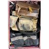 Image 2 : Red Rolling Tool Cart with Assorted Straps, Leather Pouch, and Coiled Hose