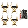 Image 1 : Set of Four Wooden Director's Chairs with Black Canvas Seats