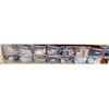 Image 1 : Shelf lot of Set Dec Misc - Layards, Bottles Glass, Tape, Sheet Music, Cutlery, Wire, Candles, Tongs