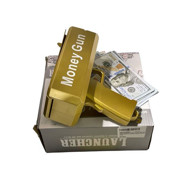 Gold "Money Gun" Cash Launcher with Prop Bills