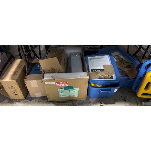 Group of Various Set Dec - Modern Black and White Acrylic Display Shelves, Gloves, Bags, Etc.