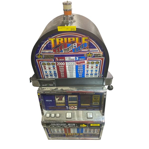 Triple Red White & Blue Casino Slot Machine - 50Â¢ Denomination, 3-Credit Play