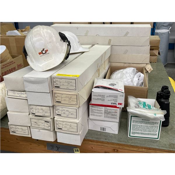 Group - YYK Zippers (Approx. 1500), Hard Hats, Respirator Filters, Binoculars, Etc.