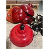 Image 2 : 4 Red Pendant Shades & 3 Black Gooseneck Lamp Holders