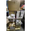 Image 2 : Pallet of Misc Movie Props: Plates, Napkins, Trays, Plastic Dishware, Shopping Bags, Gift Wrap, and