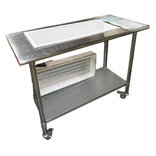 Stainless Steel Work Table on Casters - 24 x 48 x 38" Tall