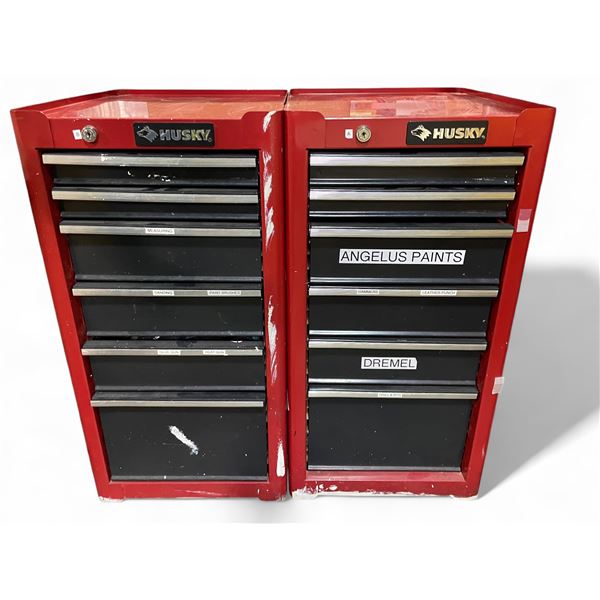2 Husky Red Stackable Tool Chests - 19 x 15 x 29" tall - No Keys