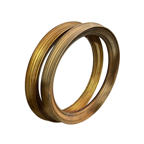 2 Round Golden Wood Frames - 32" Diameter