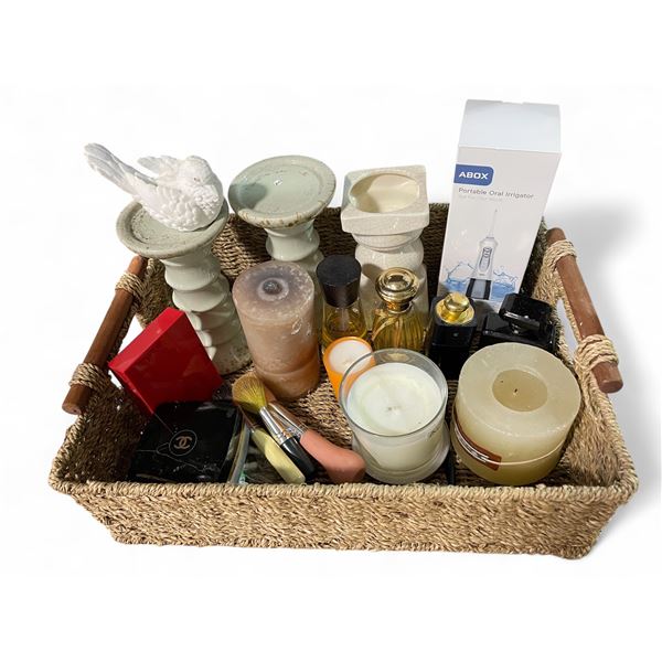 Basket of Fragrances, Pillar Candles & Candle Holders