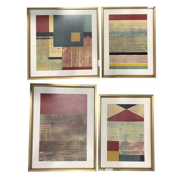 4 Framed Abstract Painting - Largest is 25" x 25"