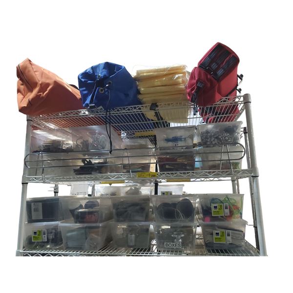 3 Shelves of Craft Supplies, Home Décor & Camping Goods