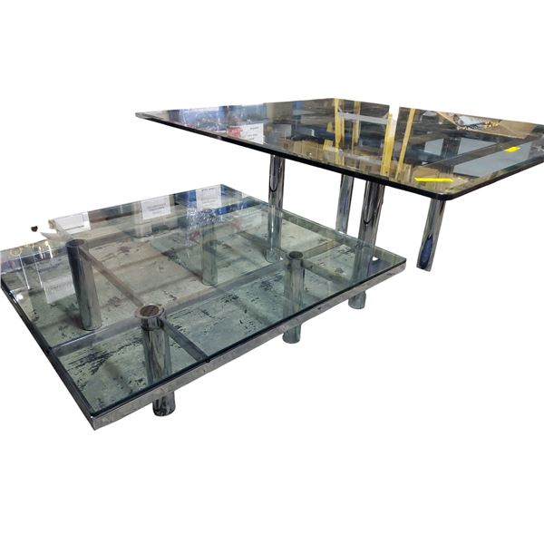 Matching Smoked Glass Dining Table & Coffee Table - Chrome Frames