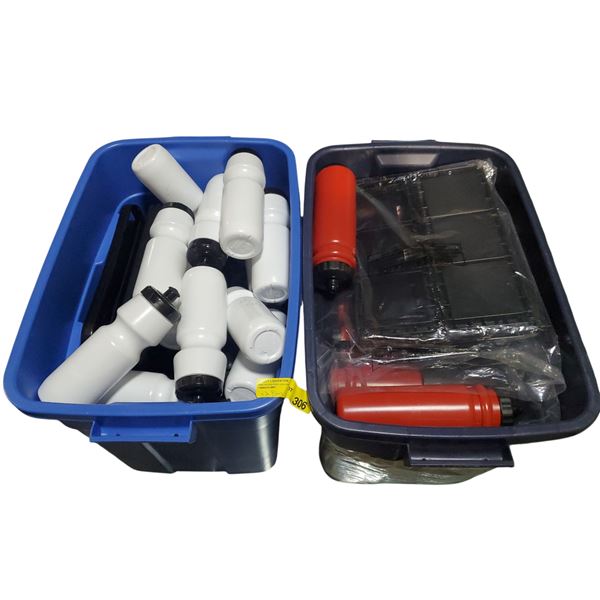 2 Totes of Squeeze Bottles & Collapsible Crates