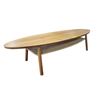 Image 1 : Oval Wooden Coffee Table with Woven  Rattan Shelf