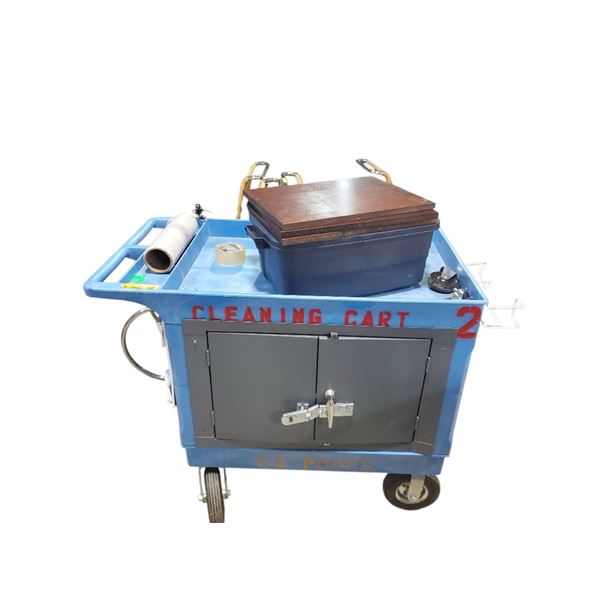 Industrial Cleaning Cart with Locking Base Cabinet