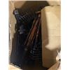 Image 3 : Box of Tiki Torches, Box of Rack Extenders, & Metal Desk  Side File No key.