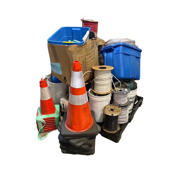 Pallet of Wire, Chain, Cable & Pylons