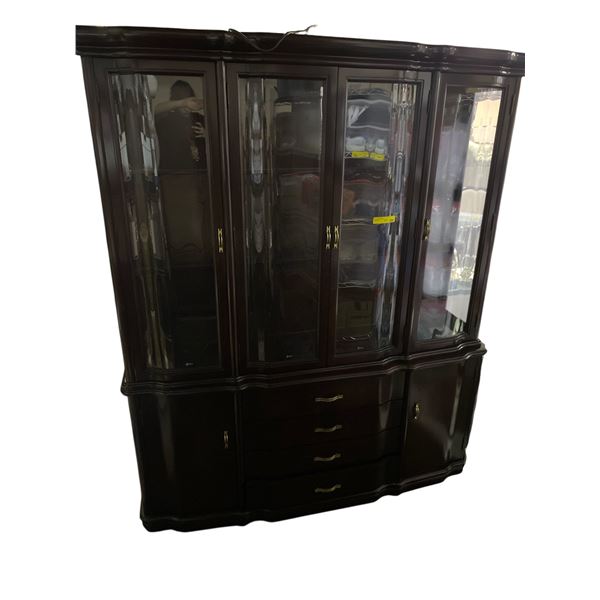 Lovely Illuminated 2 Piece Glass Door China Hutch