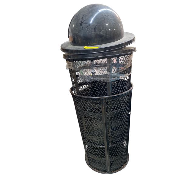 2 Commercial 36 Gallon Metal Trash Cans with Dome Lids