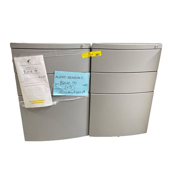 2 Rolling Under-Desk 3 Drawer Metal Cabinets - No keys