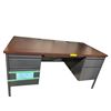 Image 1 : 5' Long Metal Desk with 5 Drawers & Wood Look Top