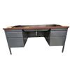 Image 1 : 5' Long Metal Desk with 5 Drawers & Wood Look Top