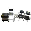 Image 1 : Rolling Cabinet & 4 Assorted Chairs - Cabinet is 16" x 18" x 24" tall
