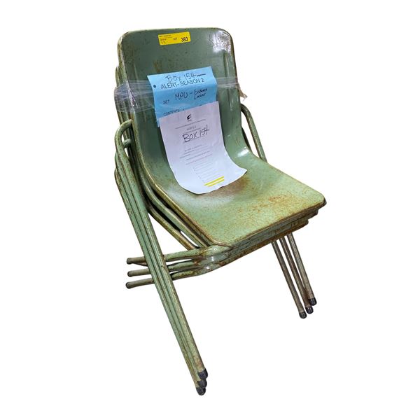 3 Vintage Metal Stacking Chairs