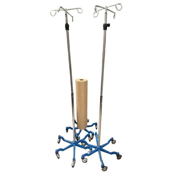 3 Rolling IV Poles - 1 is Converted to a Kraft Paper Roll Holder