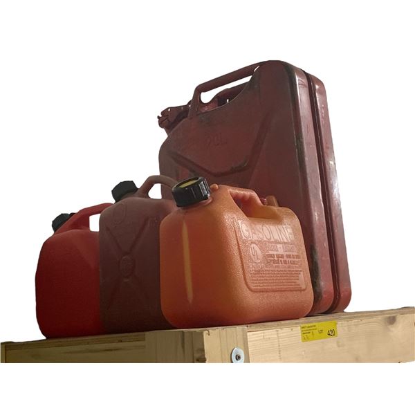 20L Metal Jerry  Can & 3 Smaller Platic Gas Can