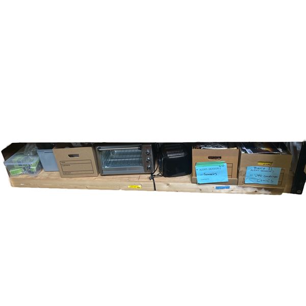 Shelf of Small Kitchen Appliances Switches & Shower Taps