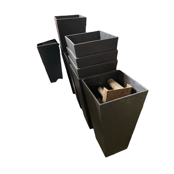 10 Black Patio Planters - 14 x 14 x 28" Deep