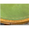 Image 3 : Vintage Round Pedestal Table with Green Tooled Leather Top, Approx. H28", Diameter 31"