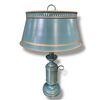 Image 1 : Beautiful Vintage Teal Tole Bouillotte Table Lamp (tested - working)