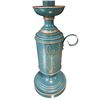 Image 3 : Beautiful Vintage Teal Tole Bouillotte Table Lamp (tested - working)