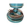 Image 4 : Beautiful Vintage Teal Tole Bouillotte Table Lamp (tested - working)