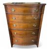 Image 1 : Vintage Five-Drawer Bow-Front Chest with Glass Top, Approx. H50" x W34" x 20"