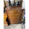 Image 2 : Vintage Five-Drawer Bow-Front Chest with Glass Top, Approx. H50" x W34" x 20"
