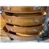 Image 3 : Vintage Five-Drawer Bow-Front Chest with Glass Top, Approx. H50" x W34" x 20"