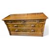 Image 1 : Vintage Walnut-colour Burl 6-Drawer Dresser w/ Leaf Pulls and Key, Approx. H30" x W54" x D25"