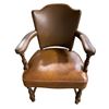 Image 1 : Vintage Camelback Leather Armchair with Nailhead Trim, Approx. H36.5 x W24" x D21"