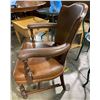 Image 3 : Vintage Camelback Leather Armchair with Nailhead Trim, Approx. H36.5 x W24" x D21"