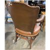 Image 4 : Vintage Camelback Leather Armchair with Nailhead Trim, Approx. H36.5 x W24" x D21"