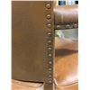 Image 5 : Vintage Camelback Leather Armchair with Nailhead Trim, Approx. H36.5 x W24" x D21"