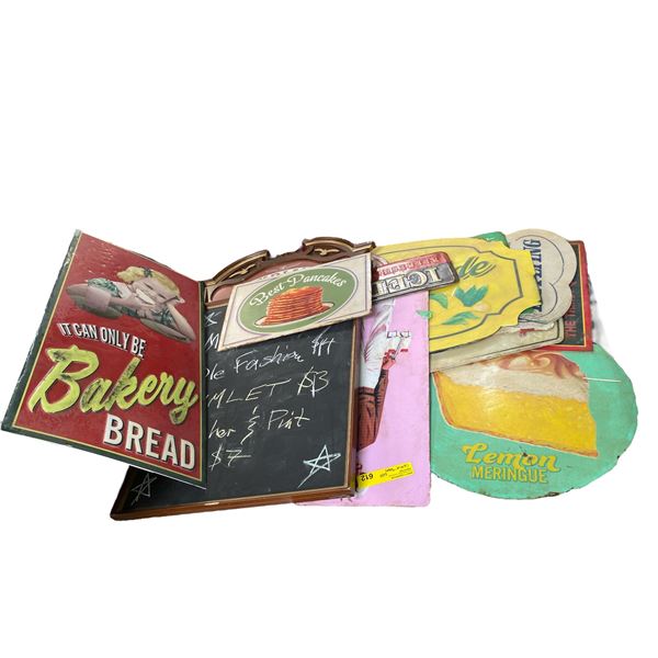 Large Group of Vintage Style Signs & Bistro Chalk Board