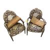 Image 1 : Pair of Vintage Style Arm Chairs with Wood Frames