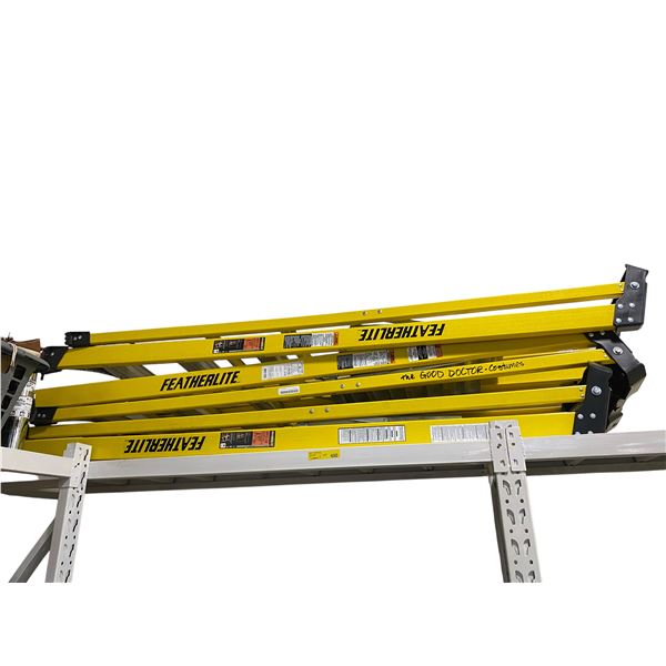 3 Featherlite 4' Wide Platform Ladders - 10' 5" Reach